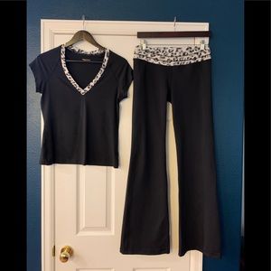 Bebe Sport 2-piece animal/black yoga set Halloween